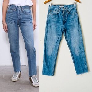 RE/DONE SIZE 26 High Rise Stove Pipe jeans in Bright Indigo